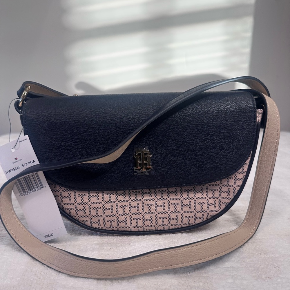 Tommy Hilfiger Black and Pink Crossbody Bag